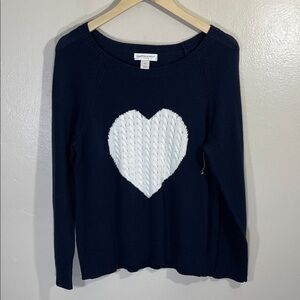 NWOT Christopher & Banks Navy Sweater with White Heart